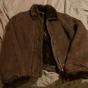 Furry brown Ann taylor large petite coat.